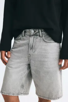 Short Relaxed en denim - Gris denim clair — photo 2