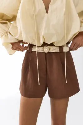 Short chic avec ceinture - Marron — photo 1