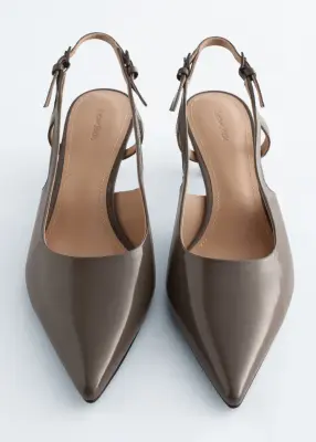 Escarpins à bride arrière en cuir verni - Gris foncé — photo 3