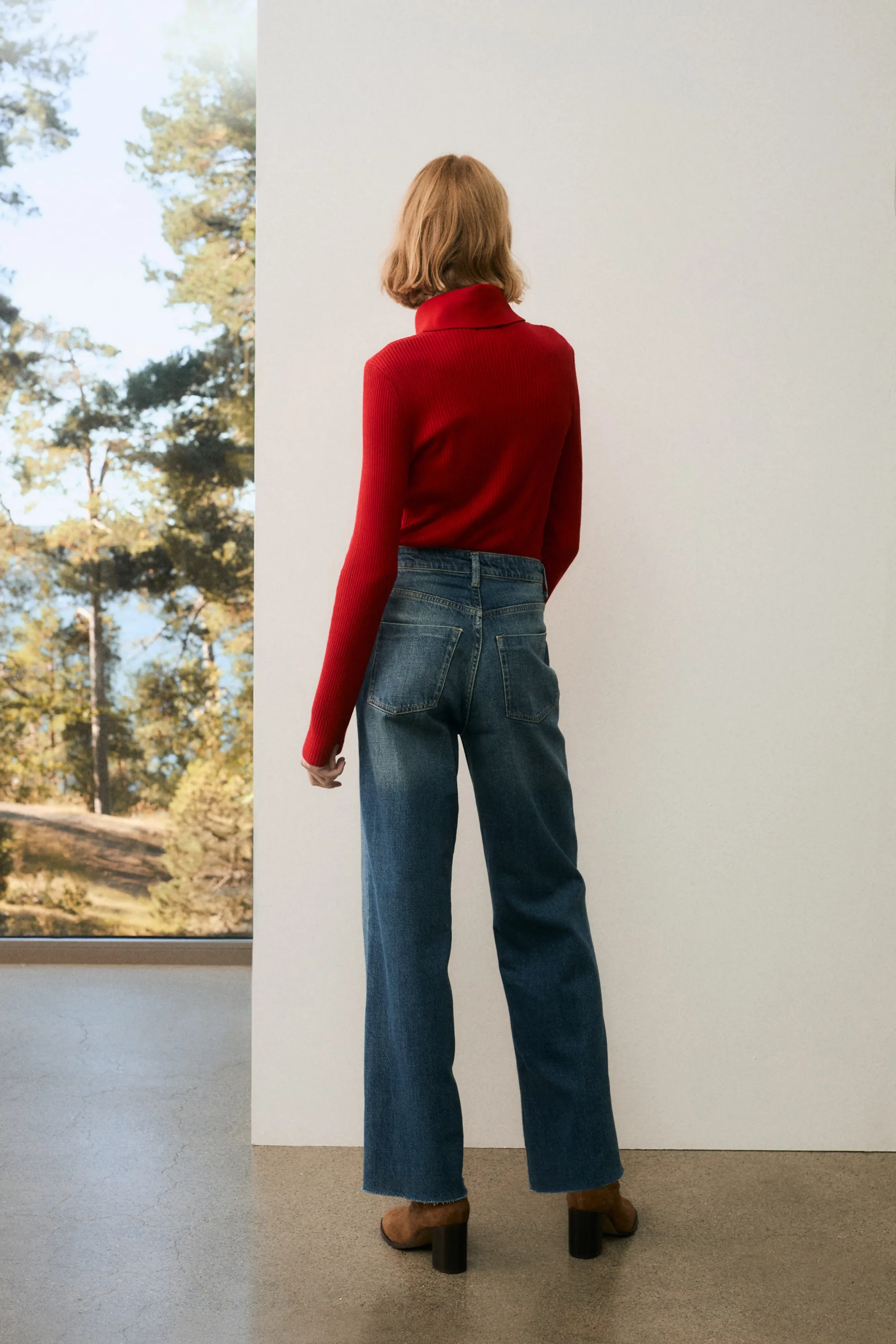 Wide High Jeans - Bleu denim