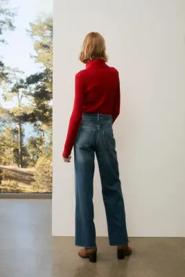 Wide High Jeans - Bleu denim — photo 1