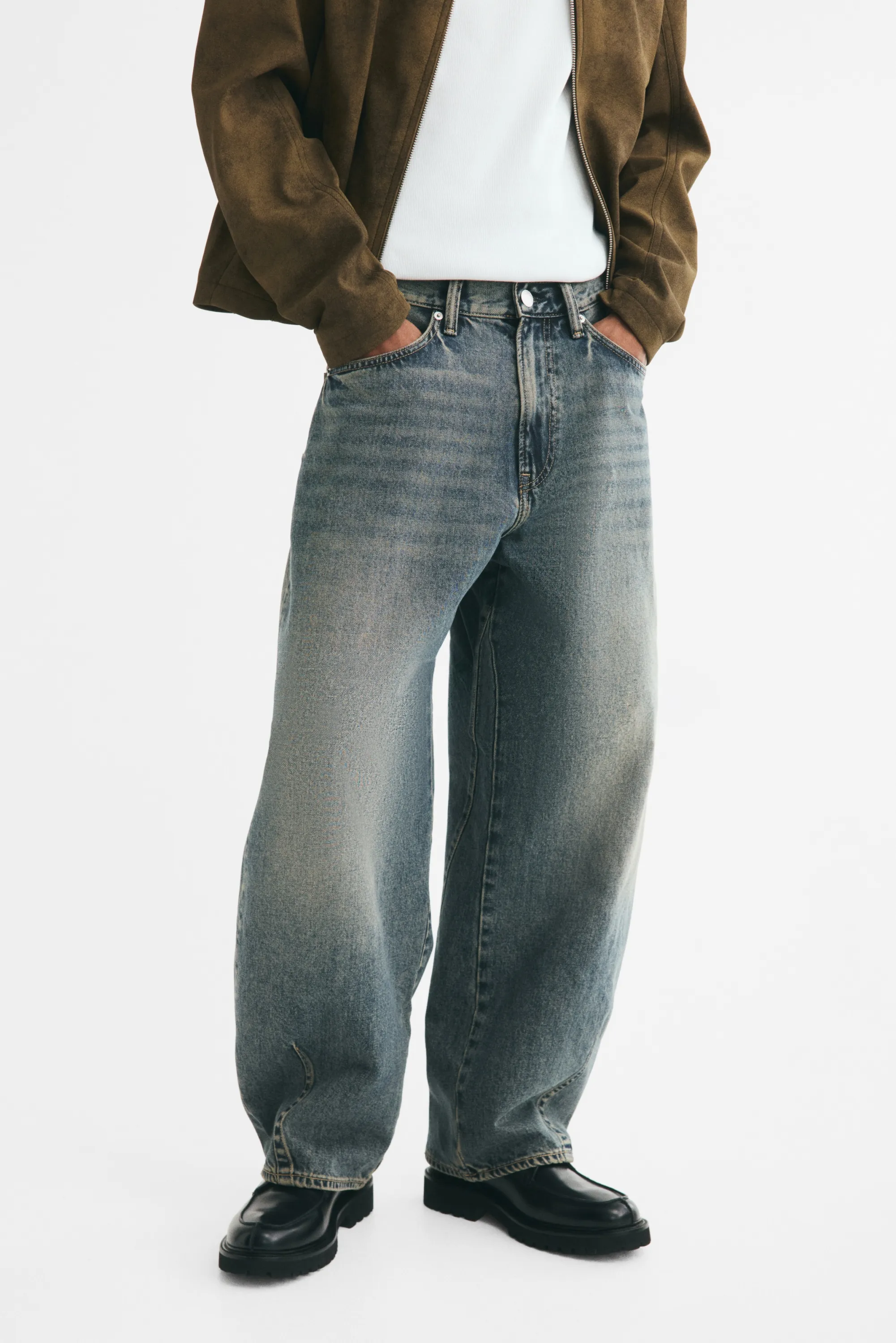 Baggy Barrel Jeans - Bleu denim délavé