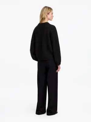 Pull col V en mélange de laine et d'alpaga - Gris foncé — photo 2