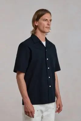 Chemise manches courtes 'The Seersucker Bowling Shirt' - Seersucker Noir — photo 4
