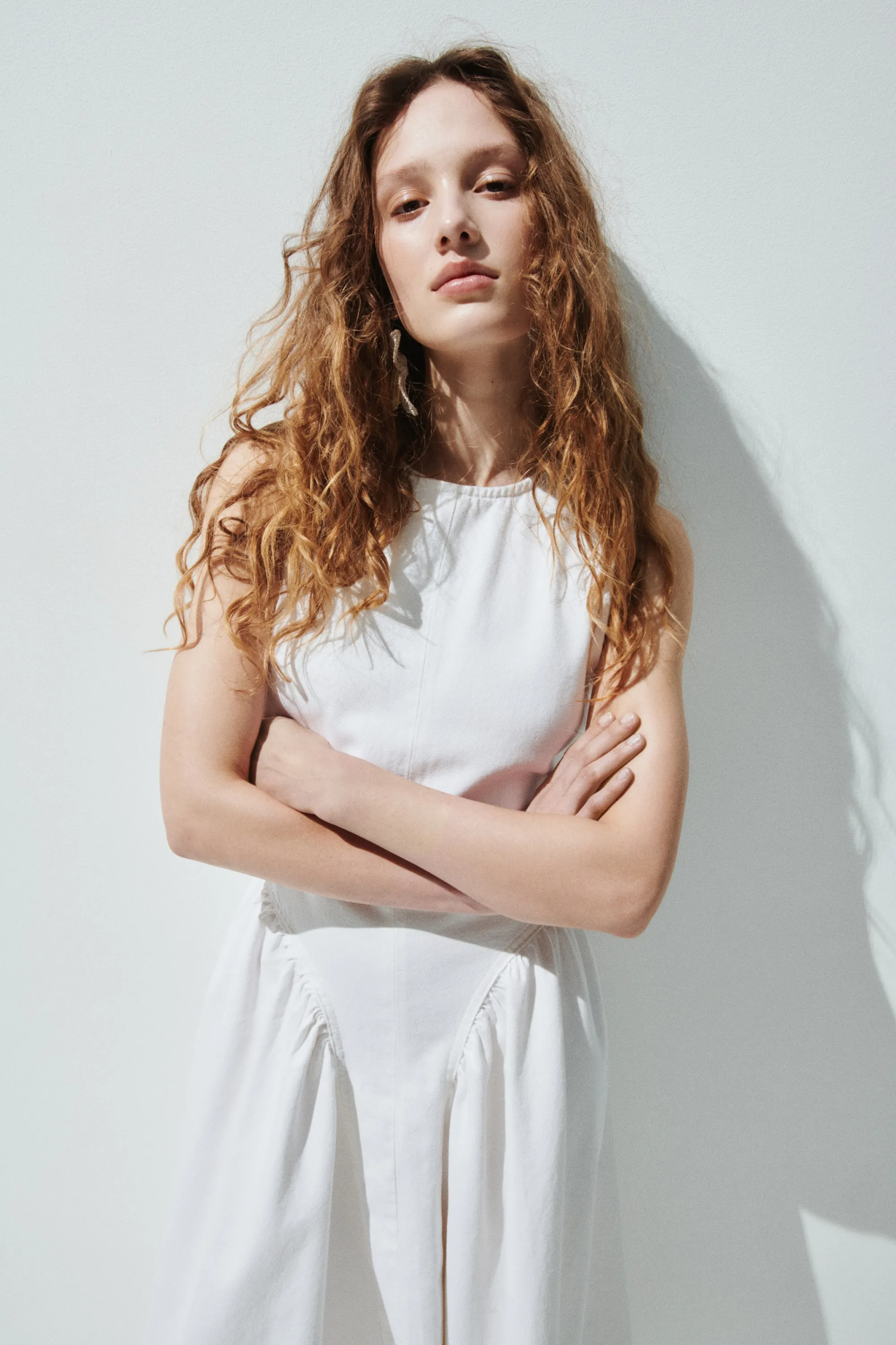 Robe en denim avec dos ouvert - Crème