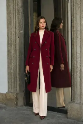 Frederick Wool Coat - Bordeaux — photo 3
