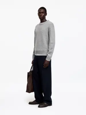 Pull en maille de laine épaisse - Gris clair chiné — photo 2