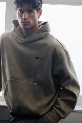 Hoodie de sport Oversized Fit DryMove™ - Beige/motif — photo 2