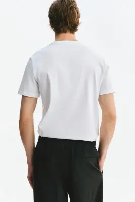T-shirt Slim Fit en coton pima - Blanc — photo 3