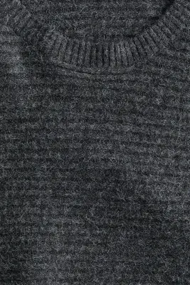 Pull à manches chauve-souris en maille côtelée - Gris foncé — photo 4