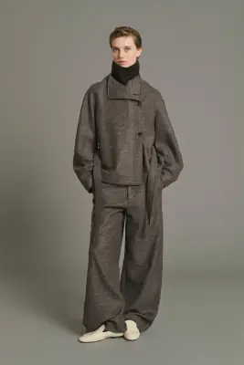 VESTE THEIA TAUPE CHINÉ — photo 3
