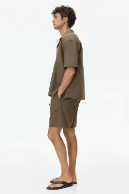 Short Regular Fit en lin mélangé - Vert kaki — photo 4