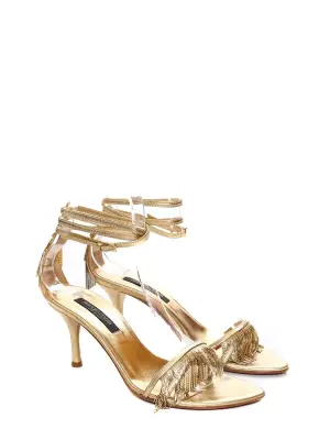 Sandales à franges en cuir doré Prix boutique 650€ Taille 35,5 — photo 2