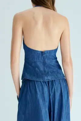 Top dos nu en denim - Bleu denim — photo 3