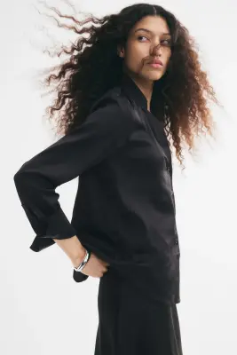 Blouse à encolure en V - Noir — photo 4