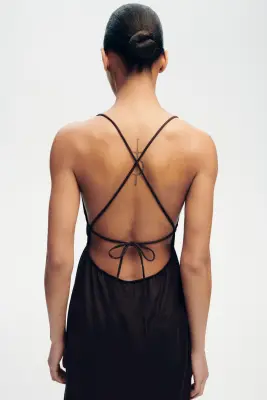 Robe à étages à nouer dans le dos - Marron foncé — photo 3
