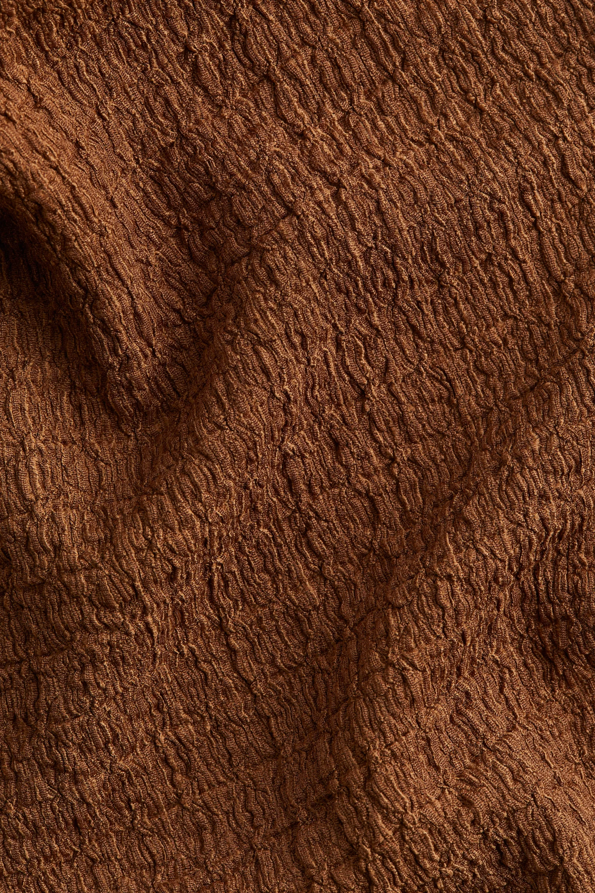 Pantalon évasé à effet froissé - Marron