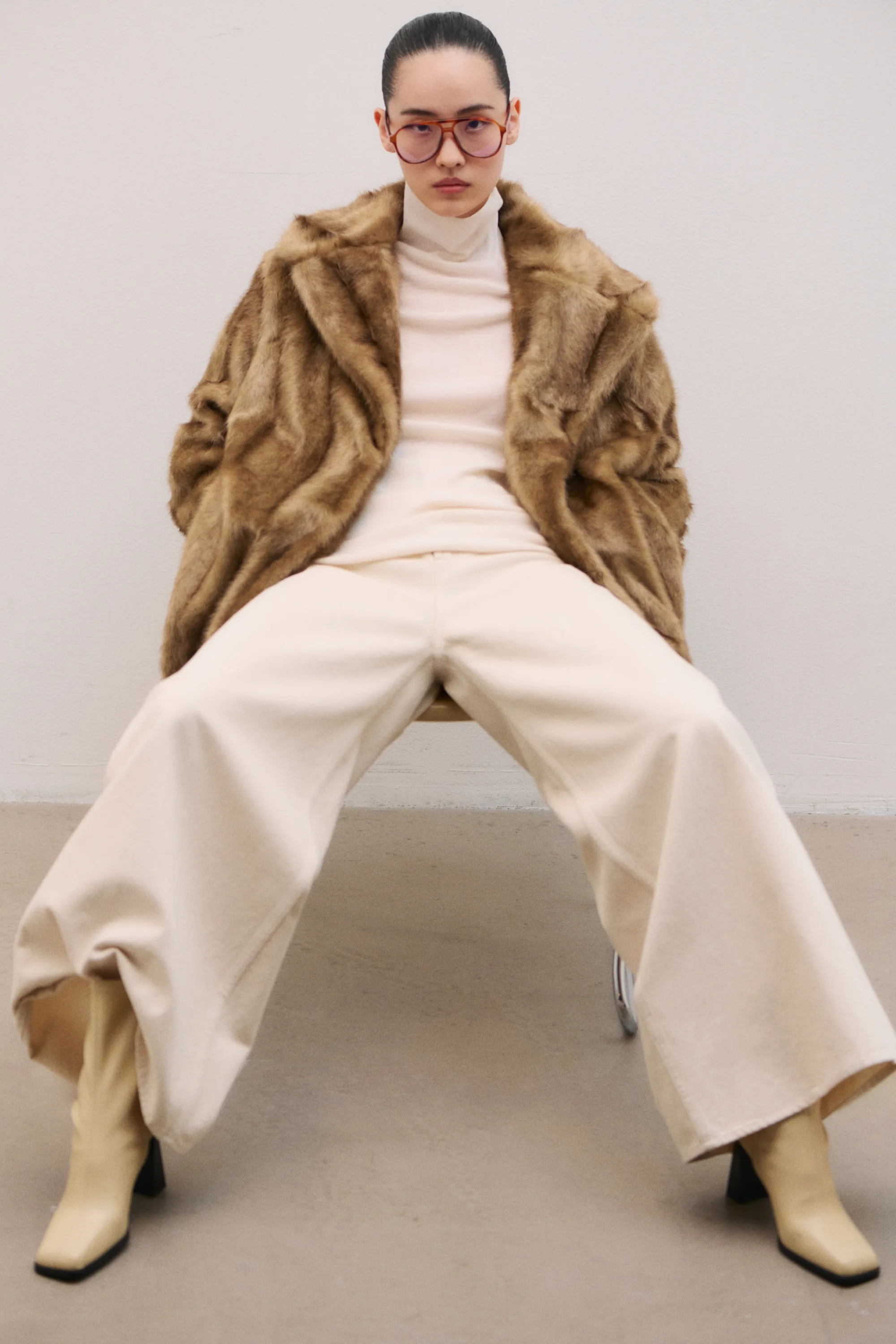 Bottines à talon bloc - Beige clair