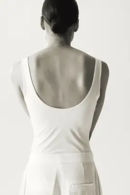 Body string avec dos décolleté - Crème — photo 2