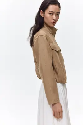 Veste en tissu enduit - Beige clair — photo 3