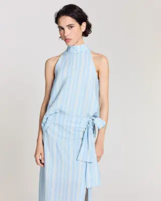 Top Arielle rayures onde fond bleu — photo 1