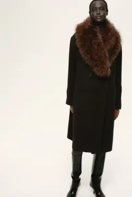 Manteau à fermeture croisée - Marron foncé — photo 2