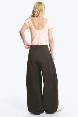 Pantalon ballon taille basse - Marron foncé — photo 3