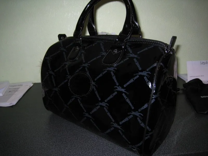 Sac a main cuir vernis noir