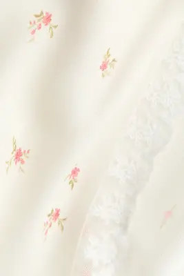 Jupe en viscose avec dentelle - Crème/fleuri — photo 3