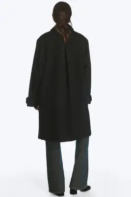 Manteau croisé mi-long - Noir — photo 4