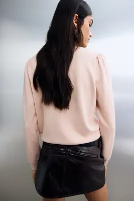Pull à manches bouffantes - Rose corail clair — photo 3