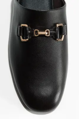 Mules mocassins en cuir - Marron foncé — photo 2