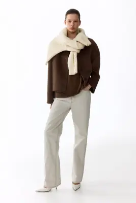 Veste faite main en laine mélangée - Taupe foncé — photo 2