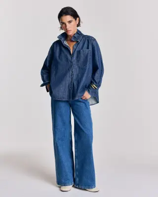 Chemise Léonor bleu chambray foncé — photo 3
