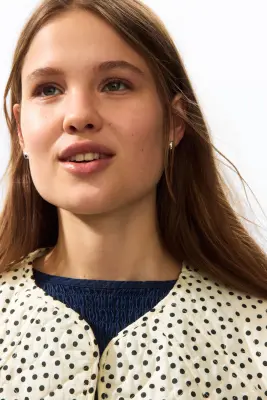 Veste oversize matelassée - Jaune clair/pois — photo 2