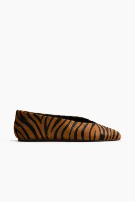 Ballerines en cuir - Beige foncé/imitation tigre — photo 2