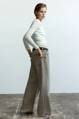 Baggy Regular Waist Jeans - Beige ancien — photo 4