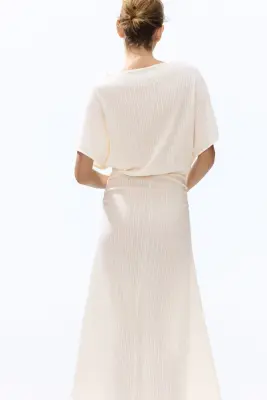 Robe maxi à effet drapé - Crème — photo 2