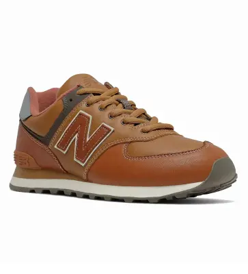 NEW BALANCE ML574 CUIR Marron — photo 5