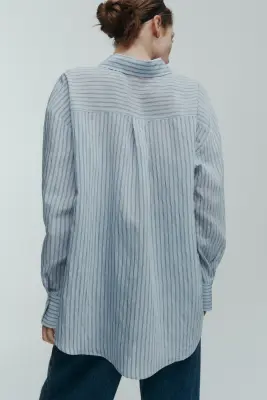 Chemise oversize - Bleu clair/rayé — photo 3
