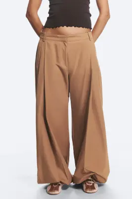 Pantalon ballon taille basse - Marron poudré — photo 2