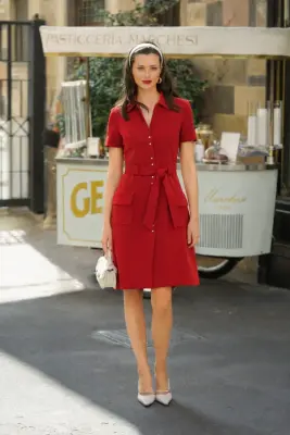 Paris Belted Dress - Dark red — photo 3