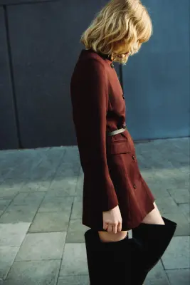 Robe blazer à fermeture croisée - Brun rouille foncé — photo 3