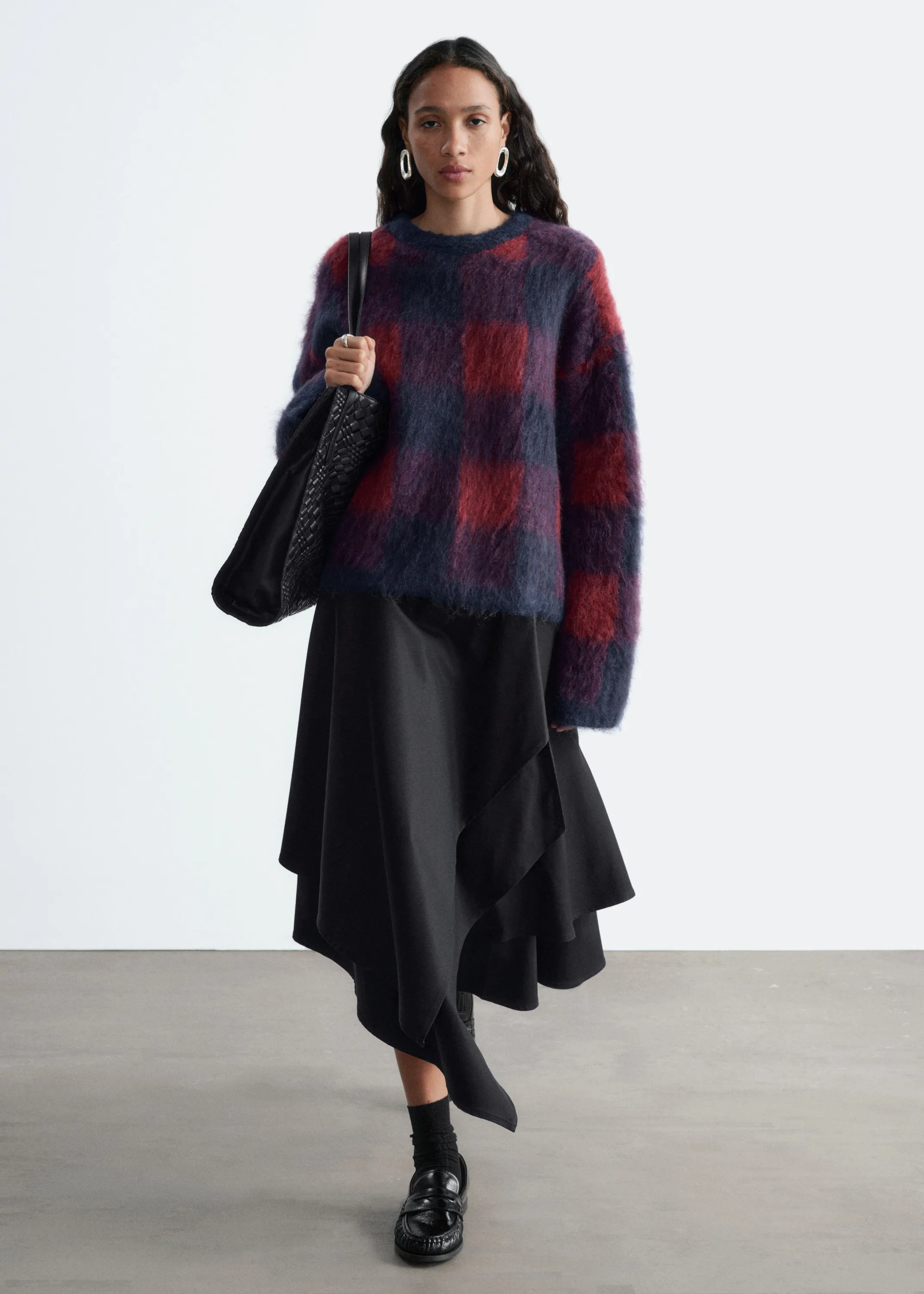 Pull en mohair mélangé - Rouge/Bleu