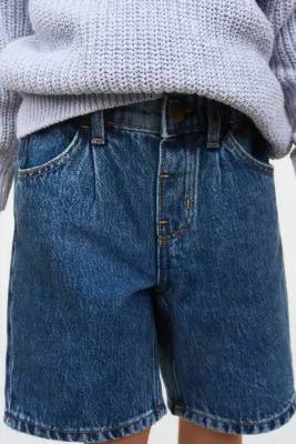 Short de longueur genou en denim - Bleu denim — photo 2