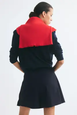 Mini jupe-short avec détail ceinture - Bleu foncé/rayures tennis — photo 2
