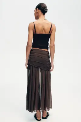 Jupe maxi vaporeuse - Marron foncé — photo 2