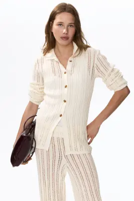 Chemise façon crochet - Beige clair — photo 3