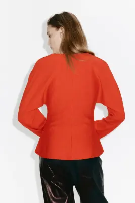 Top à encolure en V en maille - Rouge vif — photo 3