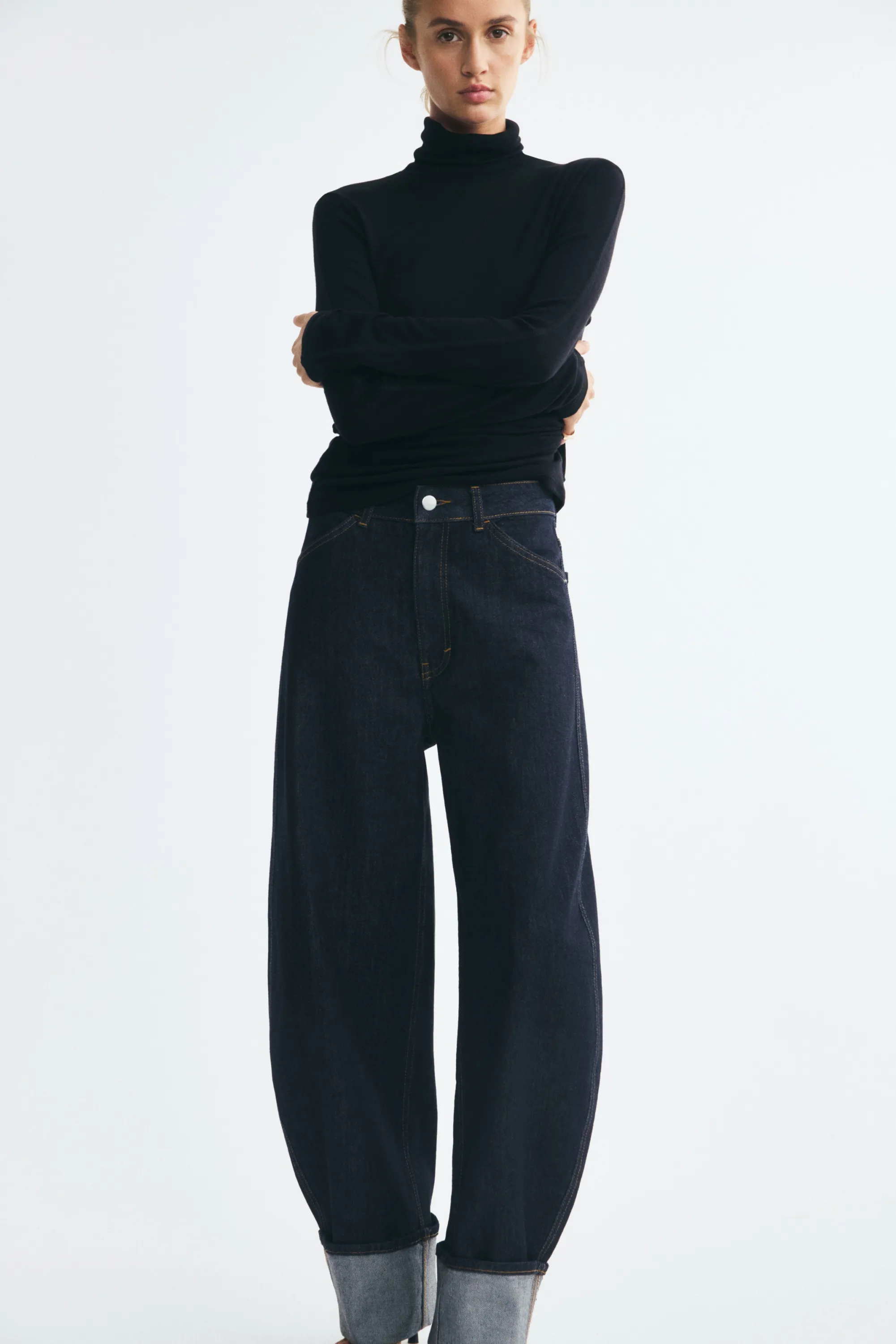 Barrel Regular Waist Jeans - Bleu denim foncé